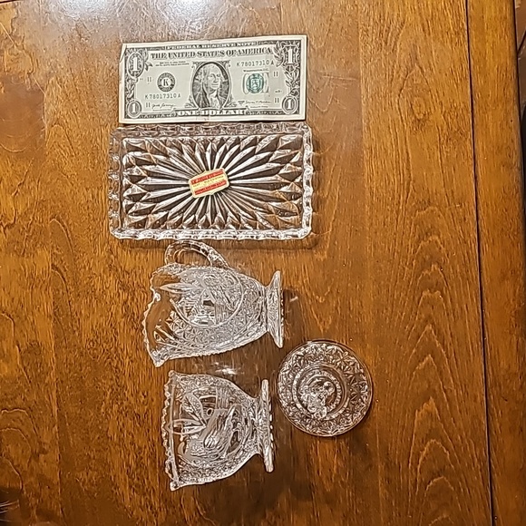 Hofbauer Byrdes Crystal Creamer & Sugar Set with Tray - Perfect Condition - Picture 2 of 5